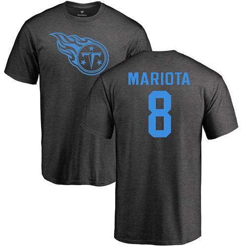 Tennessee Titans Men Ash Marcus Mariota One Color NFL Football #8 T Shirt
